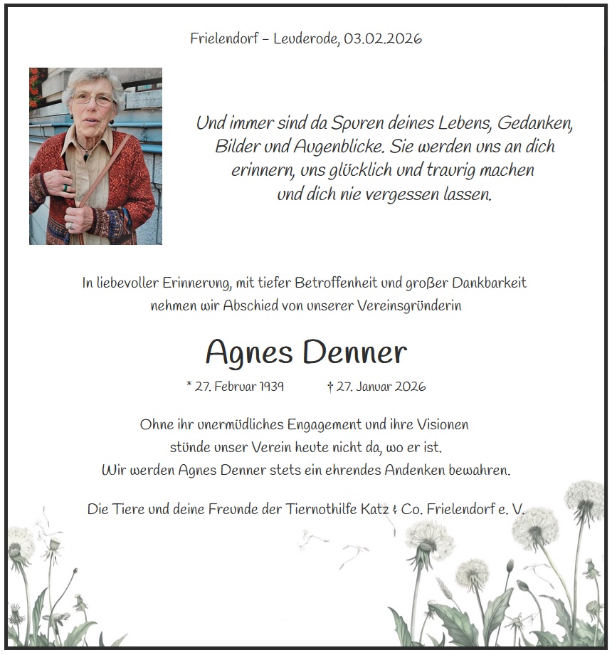 Todesanzeige Agnes Denner